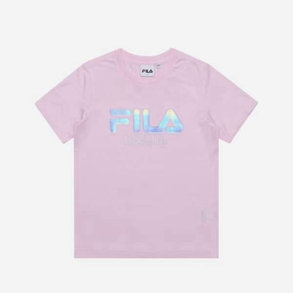 Fila Tričká Detske Ruzove - Prism Logo S/S Vypredaj - Slovakia 76849-PBGS